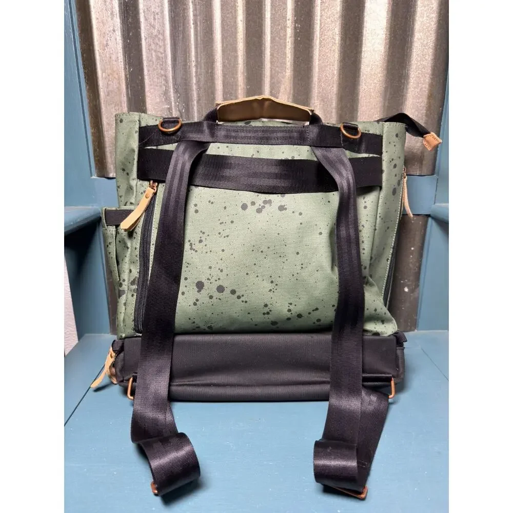 Petunia Pickle Bottom Pivot Backpack Diaper Bag Green Splatter Tote Discontinued